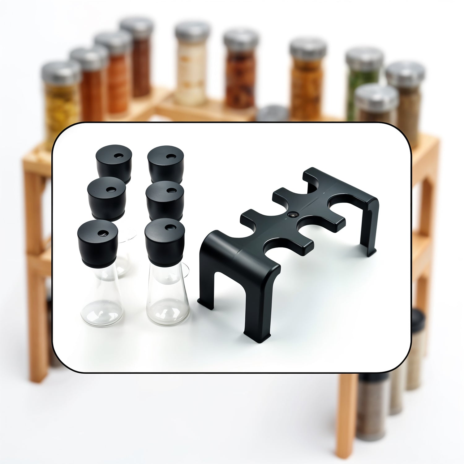 6-piece Plastic Spice Jar Set With Stand 6-piece Plastic Spice Jar Set With Stand